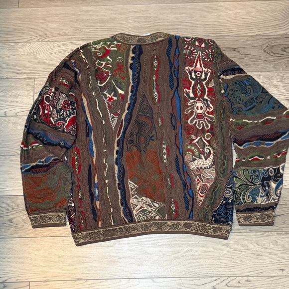 Vintage 90s COOGI Multicolor V-Neck Men's Sweater Medium - Picture 3 of 10